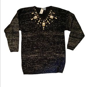 Vintage 90s cover charge black and gold sweater.